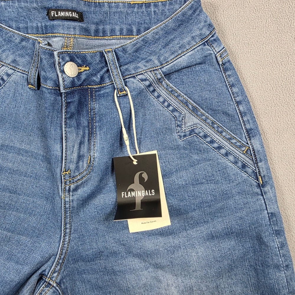 Flamingals Jeans Women Small Blue Wide Leg High Rise 258419 HB Medium Wash - Picture 3 of 7